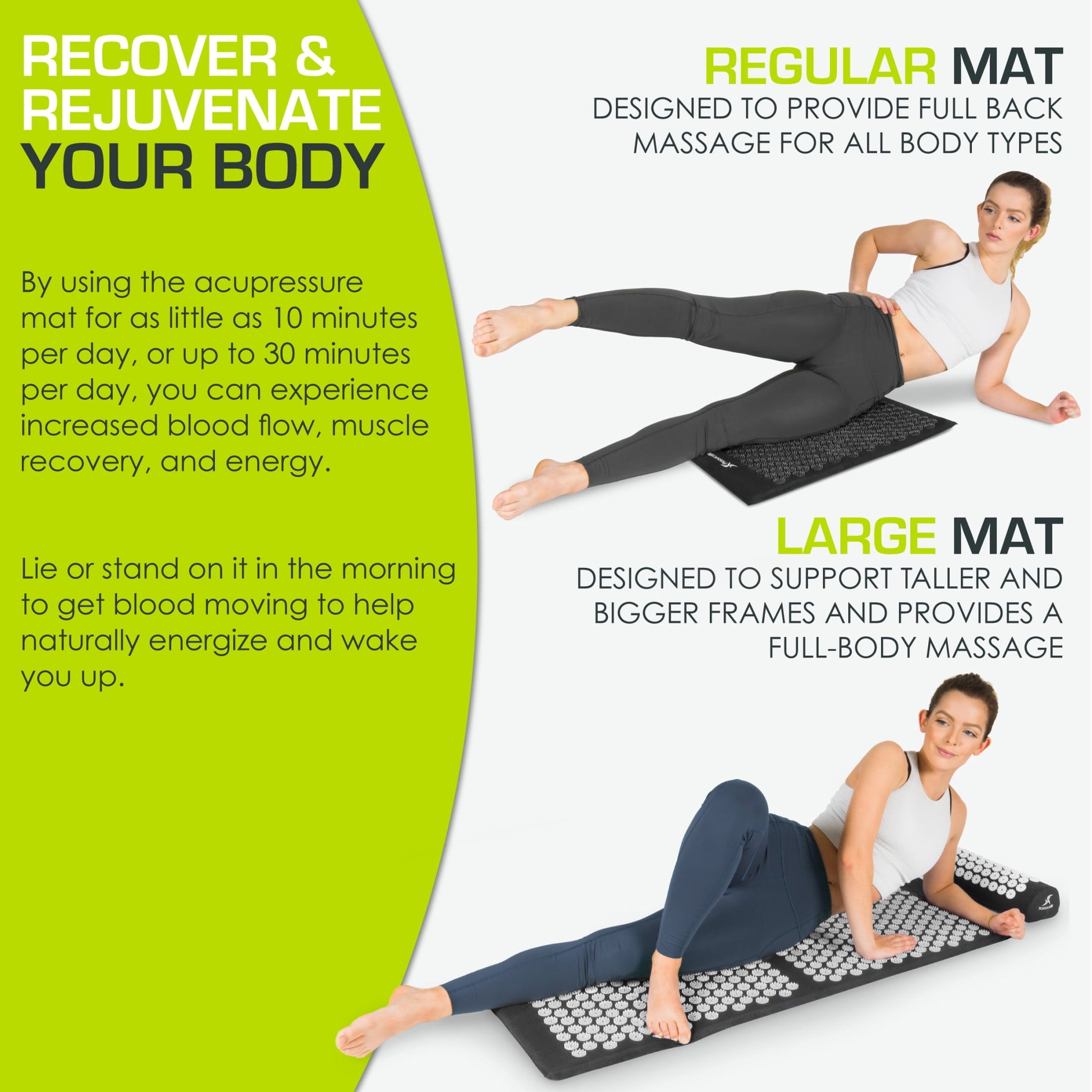 Acupressure Mat and Pillow Set for Back/Neck Pain Relief and Muscle Relaxation