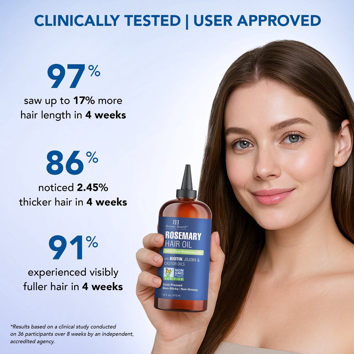 Rosemary 16 Fl Oz HAIR OIL (Carrier Oil PET Bottle Packging + Ambered Colour + Inner Plug + Nozzle + Combo Applicator + with Scalp Massager +Shrink Sleeve without Monocarton