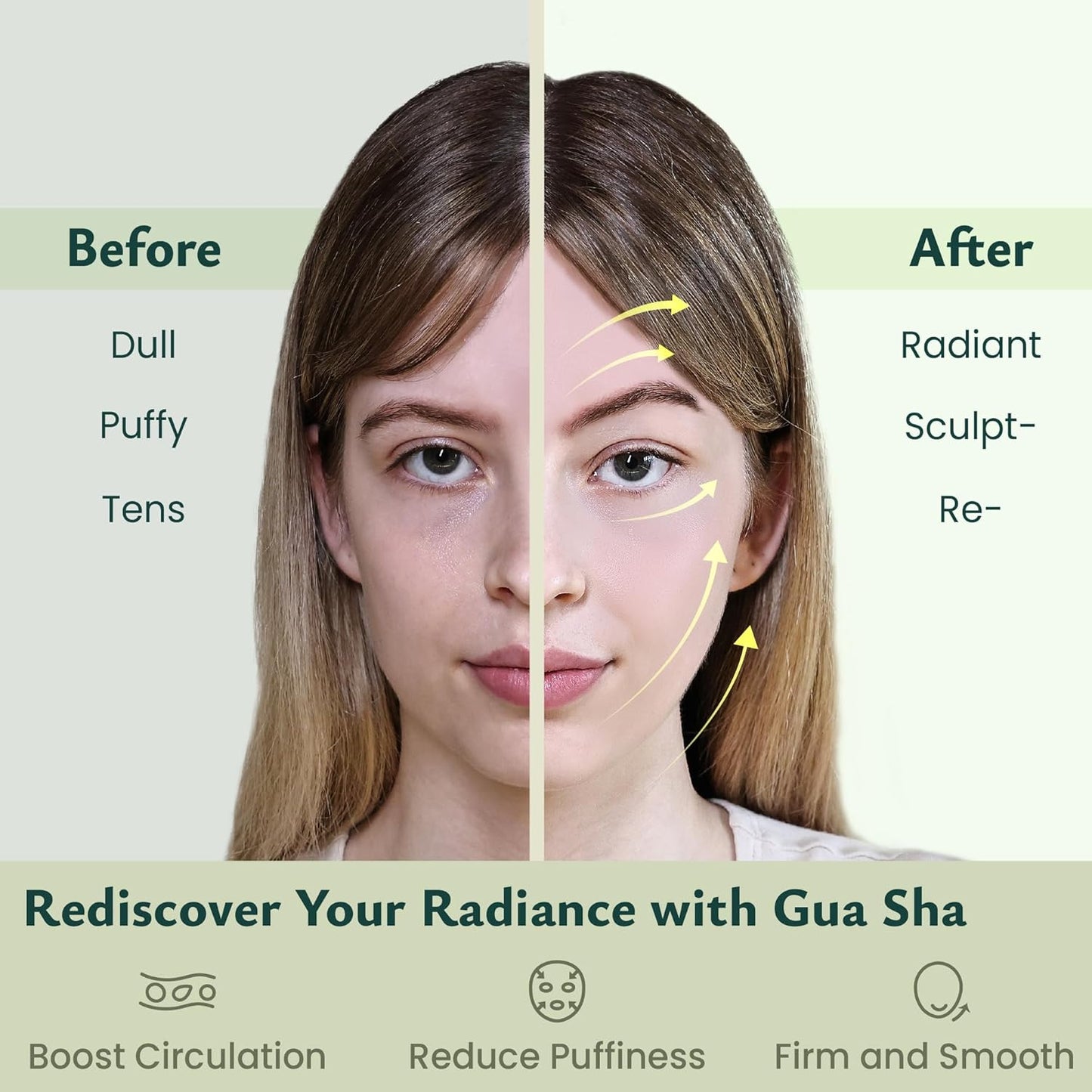 Guasha Massage Tool, 4 Pcs Gua Sha Facial Tool, Guasha Board for SPA Acupuncture Therapy Trigger Point Treatment, Gua Sha Scraping Massage Tool (Green)
