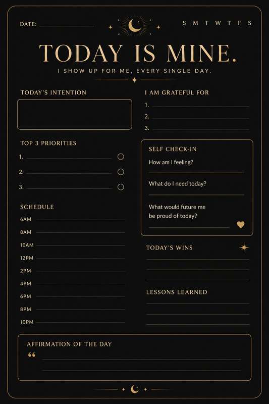 Day Tracker — Daily Planner & Self-Check-In (Printable + Digital Fillable) | Vibe Vault