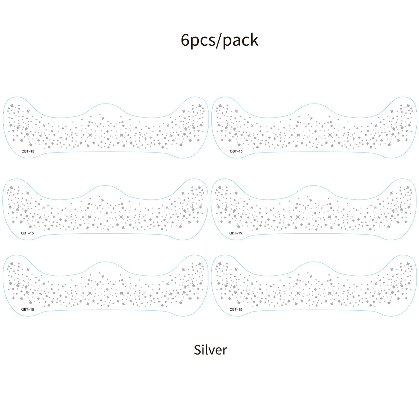 6Pcs Fake Freckle Stickers for Women Waterproof Golden Silver Glitter Temporary Tattoos for Face Makeup Holiday Music Party