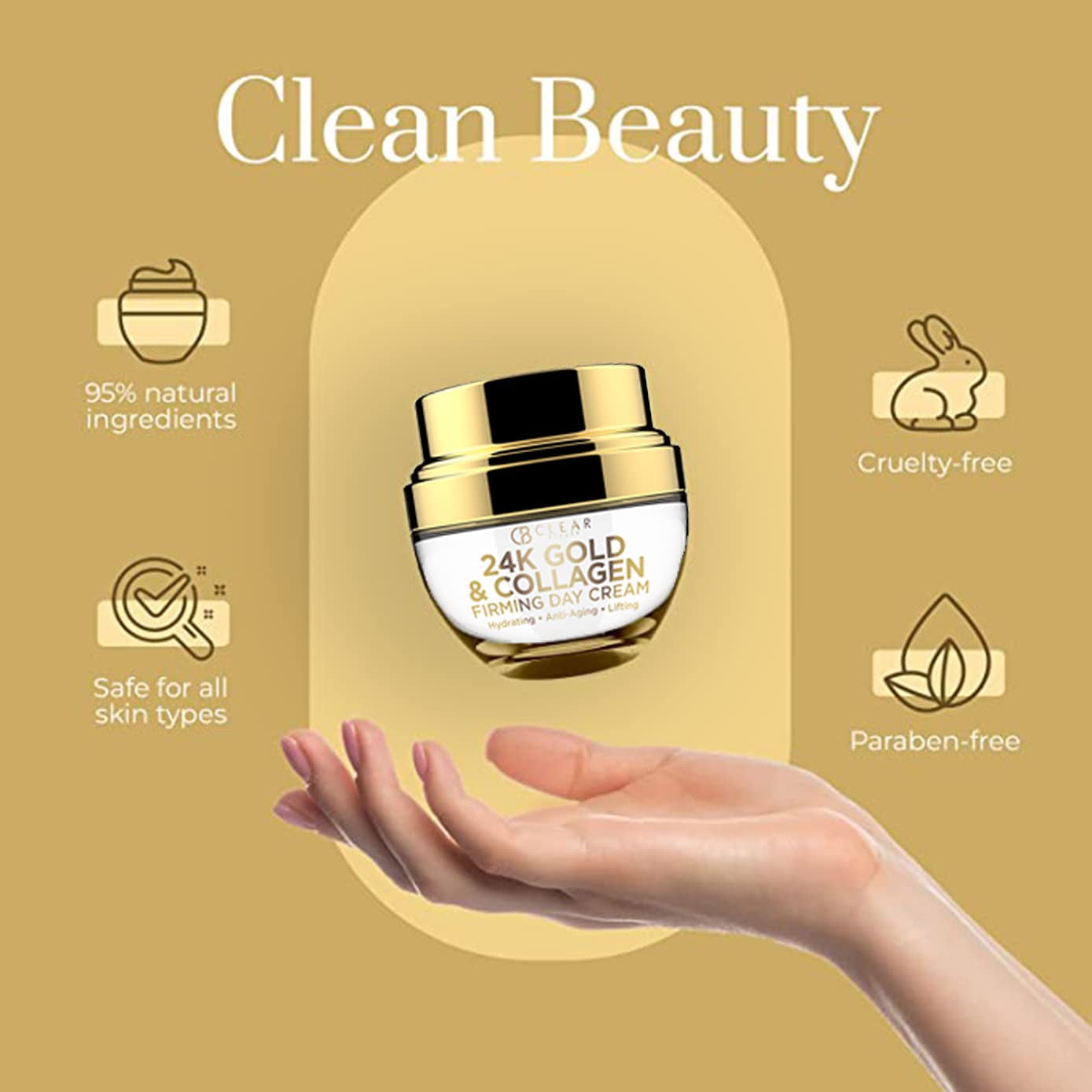 24K Gold & Collagen Day Cream Face Moisturizer – Dermatologist Tested, anti Aging Korean Skin Care – anti Wrinkle, Firms & Hydrates for Youthful Glow – Vegan, Clean Beauty – 1.69 Fl Oz
