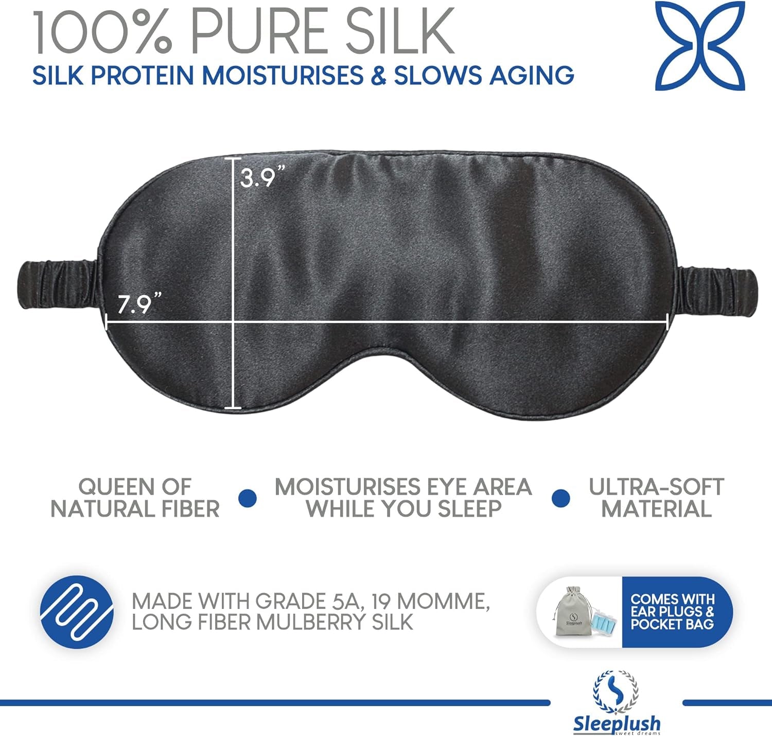 Luxury Mulberry Silk Sleep Mask — Black